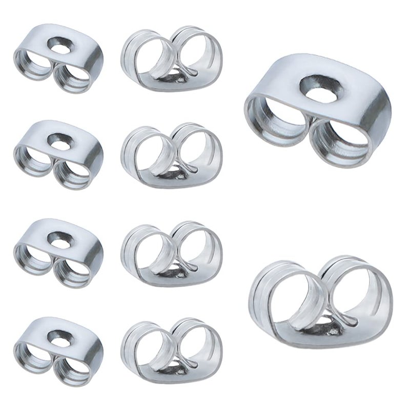 Chunney 300 Pieces Stainless Steel Butterfly Earring Backs (Silver 6x4.5mm) - Image 1